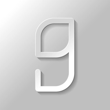 9 numara, rakamı, dokuzuncu. Kağıt tarzı ile gölge gri arka plan üzerinde