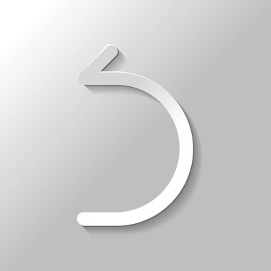 Basit ok, geriye doğru. Doğrusal, ince anahat. Kağıt tarzı ile gölge gri arka plan üzerinde