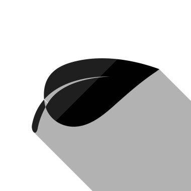 yaprak simgesi. Uzun gölge beyaz arka planda siyah nesnesiyle