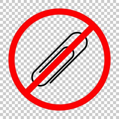 Kağıt atacı simgesi. Siyah kırmızı uyarı işareti şeffaf arka plan ile nesnesinde izin yok