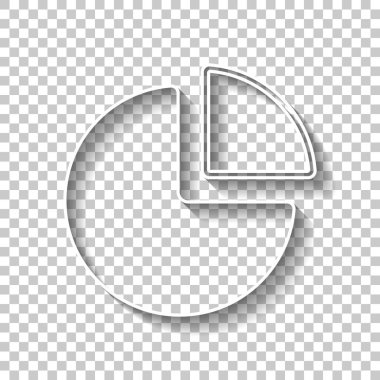 İş pasta grafiği simgesi. Gölge şeffaf arka plan üzerinde beyaz anahat işaretiyle