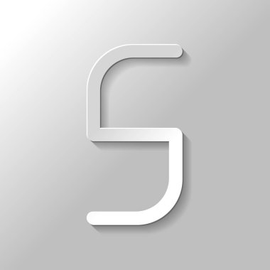 Sayı 5, rakamı, beşinci. Kağıt tarzı ile gölge gri arka plan üzerinde