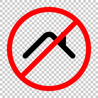 Evin çatısı. Basit doğrusal simgesi. Bir çizgi stili. Siyah kırmızı uyarı işareti şeffaf arka plan ile nesnesinde izin yok