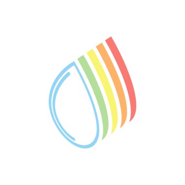 Su damla simgesi. Beyaz arka plan üzerinde renkli izometrik simgeler yığını