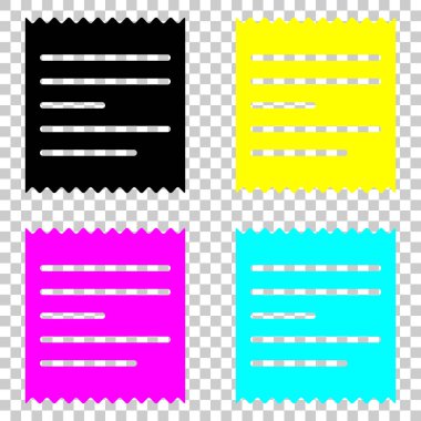 Alış irsaliyesi simgesi. Cmyk simgeleri şeffaf arka plan üzerinde renkli dizi.