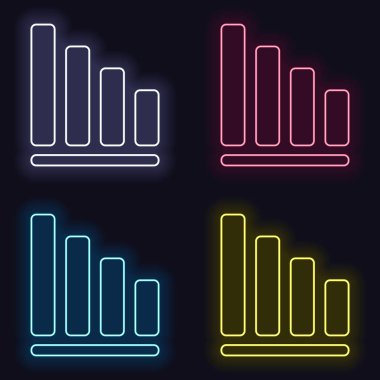 Azalan grafik hat simgesi. Moda neon işareti kümesi. Koyu arka plan üzerinde casino tarzı. Seamless modeli