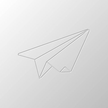 kağıt uçak. origami planör. Kağıt tasarımı. Düzenlenen sembolü. Çekirdeksiz stili