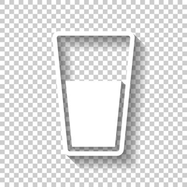 bir bardak su simgesi. Gölge şeffaf arka plan üzerinde beyaz simgesi