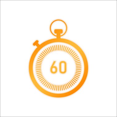 Kronometre. basit simgesi. Portakal işareti beyaz arka plan üzerinde düşük ışık ile