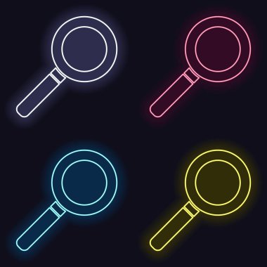 büyüteç simgesini. Moda neon işareti kümesi. Koyu arka plan üzerinde casino tarzı. Seamless modeli