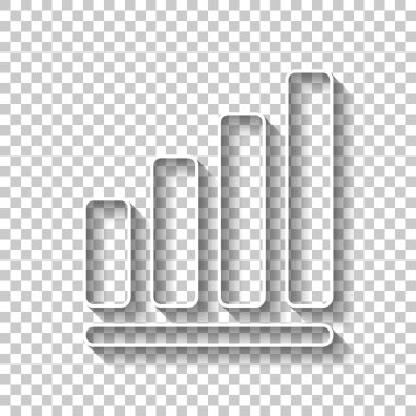 Büyüyen grafik hat simgesi. Gölge şeffaf arka plan üzerinde beyaz anahat işaretiyle