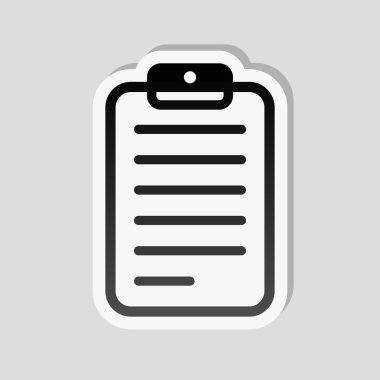 Tablet, metin ile kağıt. Etiket tarzı ile beyaz ve gri arka plan üzerinde basit gölge