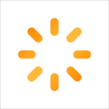 Yük ya da bekleme simgesi. Portakal işareti beyaz arka plan üzerinde düşük ışık ile