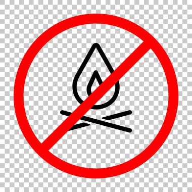 alev ateş. basit siluet. Siyah kırmızı uyarı işareti şeffaf arka plan ile nesnesinde izin yok