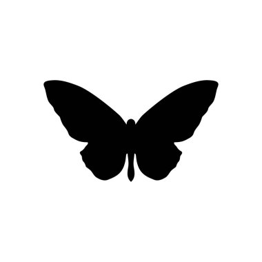 kelebek simgesi. Beyaz arka planda siyah simgesi