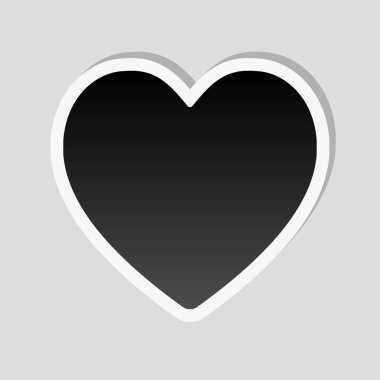 Basit kalp simgesi. Etiket tarzı ile beyaz ve gri arka plan üzerinde basit gölge
