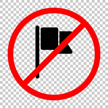 Basit bayrak simgesi. Siyah kırmızı uyarı işareti şeffaf arka plan ile nesnesinde izin yok