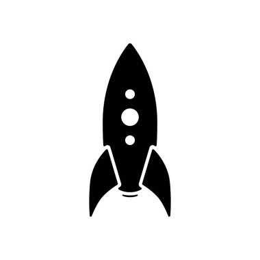 Roket fırlatma simgesi. Beyaz arka planda siyah simgesi
