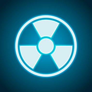 tehlike, radyasyon. basit siluet. Neon tarzı. Işık dekorasyon simgesi. Parlak elektrik sembolü