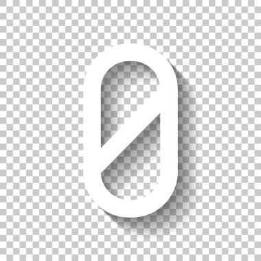 Sayı sıfır, sayısal, basit mektup. Gölge şeffaf arka plan üzerinde beyaz simgesi