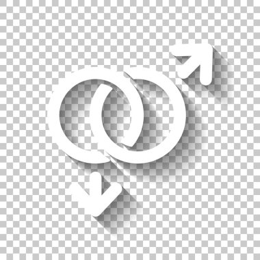 cinsiyet sembolü. Doğrusal sembolü. basit gay ikonu. Gölge şeffaf arka plan üzerinde beyaz simgesi