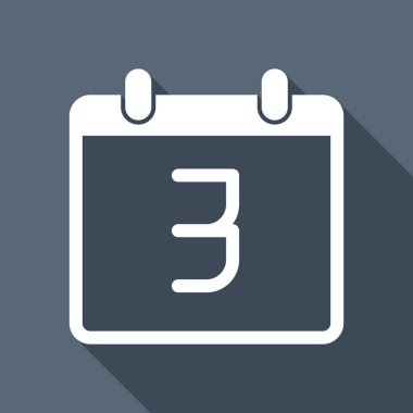 3 günlük, basit simgesi ile takvim. Uzun Gölge arka plan üzerinde beyaz düz simgesi