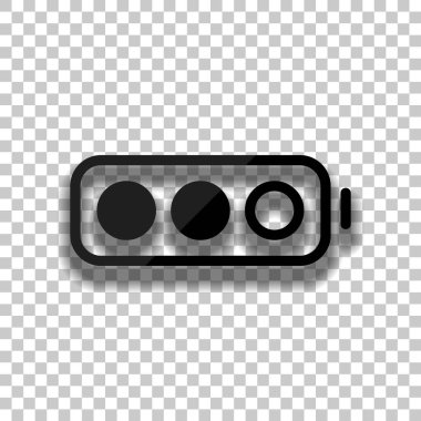 Basit pil, yarı düzey. Saydam arka plan üzerinde yumuşak gölgeli siyah cam kutsal kişilerin resmi