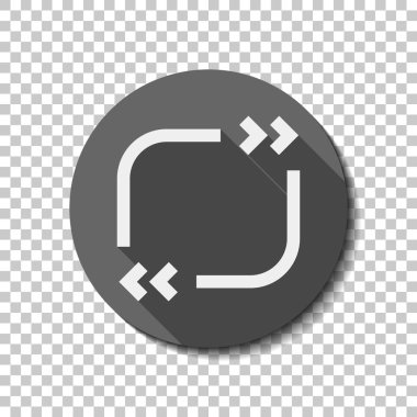 Metin teklif Meydanı. Basit simgesi. düz simgesi, uzun gölge, daire, şeffaf ızgara. Rozet veya etiket stili