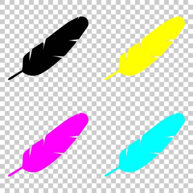 Basit simge tüy. Cmyk simgeleri şeffaf arka plan üzerinde renkli dizi.