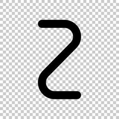 Numara iki, sayısal, basit mektup. Saydam arka plan üzerinde.