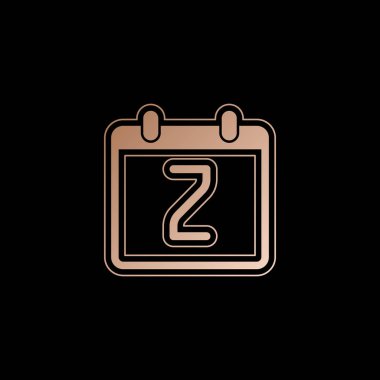 2 gün, basit simgesi ile takvim. Siyah zemin üzerine kırmızı altın tarzı