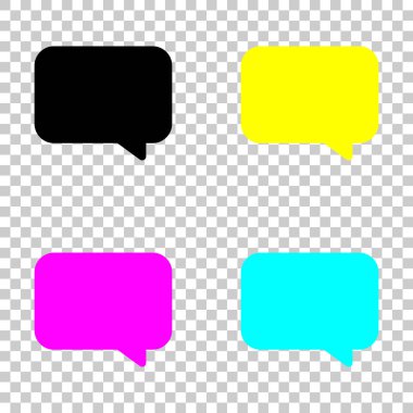 Basit metin bulut. Cmyk simgeleri şeffaf arka plan üzerinde renkli dizi