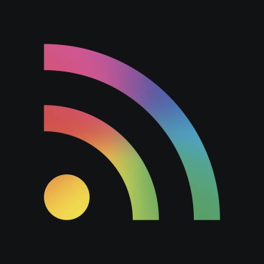 RSS simgesi. Gökkuşağı rengi ve koyu arka plan