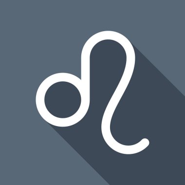 Astrolojik işaret. Leo basit simgesi. Uzun Gölge arka plan üzerinde beyaz düz simgesi