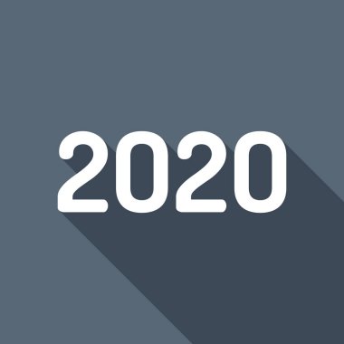 2020 sayı simgesi. Yeni Yılınız Kutlu Olsun. Uzun Gölge arka plan üzerinde beyaz düz simgesi