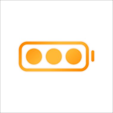 basit pil tam düzey. Portakal işareti beyaz arka plan üzerinde düşük ışık ile