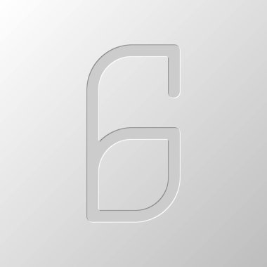 Sayı 6, rakamı, altıncı. Kağıt tasarımı. Düzenlenen sembolü. Çekirdeksiz stili