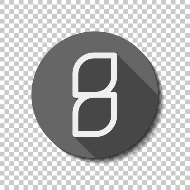 Sayı 8, rakamı, sekizinci. düz simgesi, uzun gölge, daire, şeffaf ızgara. Rozet veya etiket stili