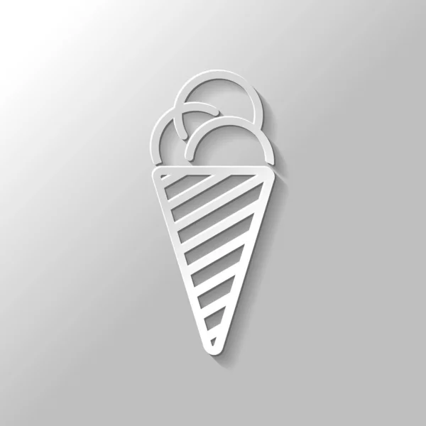 Icono Helado Estilo Papel Con Sombra Sobre Fondo Gris — Archivo Imágenes Vectoriales