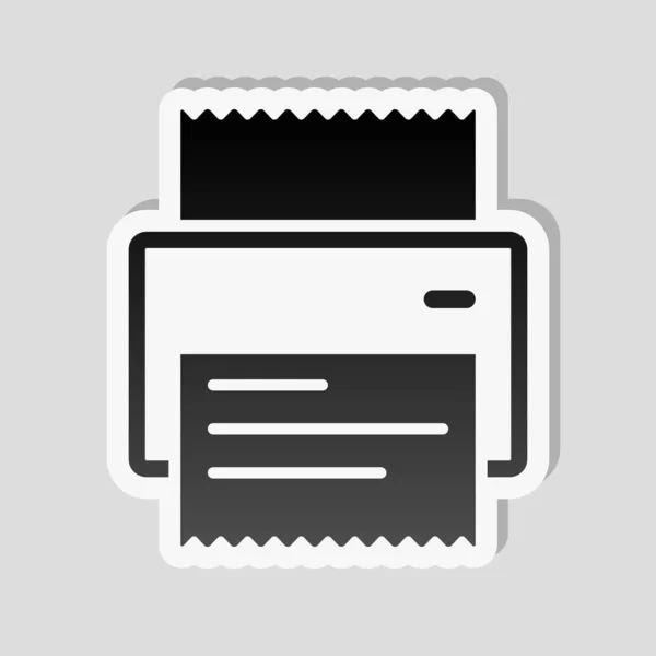 プリンター 領収書 シンプルなアイコン 白枠と灰色の背景に簡単な影のステッカー スタイル — ストックベクタ