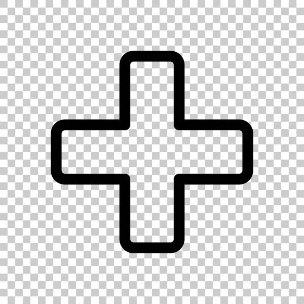 Medical cross icon. Black icon on transparent background.