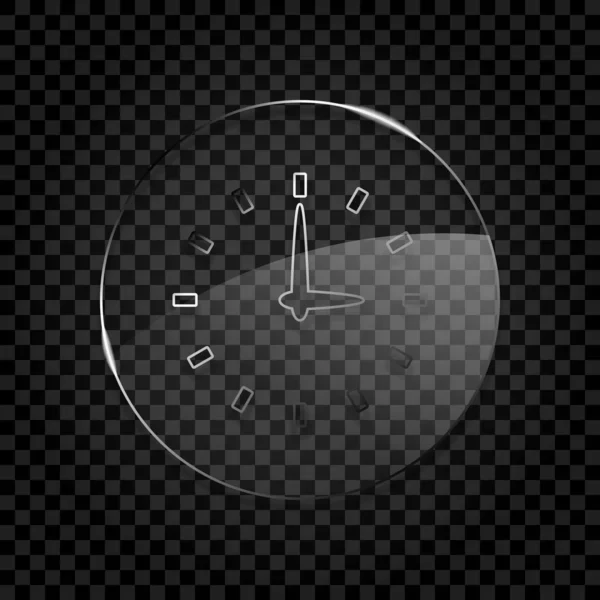 Einfaches Symbol Der Uhr Symbol Kreis Glasblase Auf Dunklem Transparentem — Stockvektor