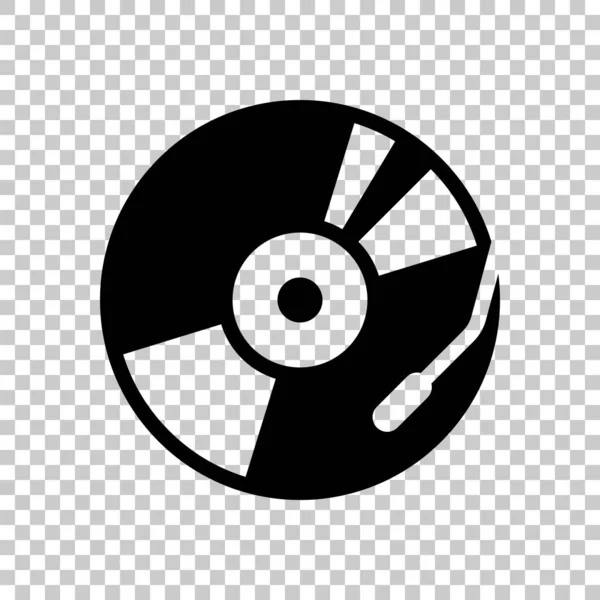 Vintage Vinyl Audio Speler Eenvoudige Pictogram Muziek Logo Zwarte Symbool — Stockvector