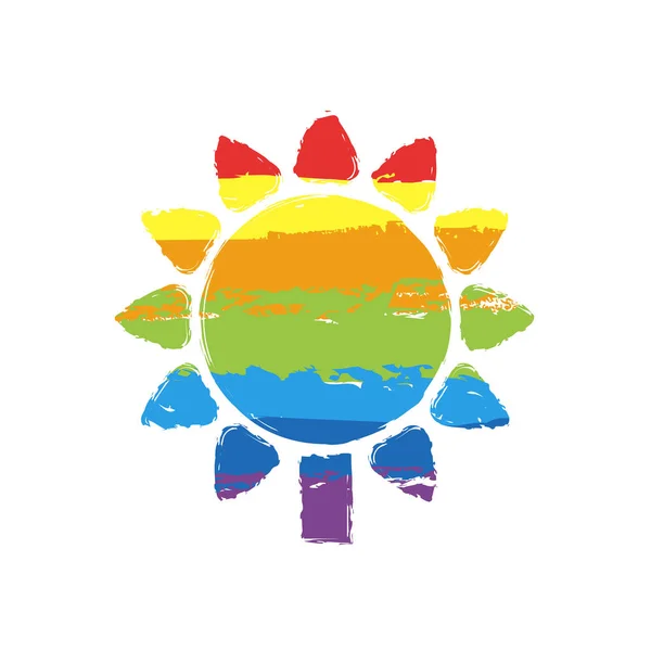 Girasol Planta Icono Naturaleza Signo Dibujo Con Estilo Lgbt Siete — Vector de stock