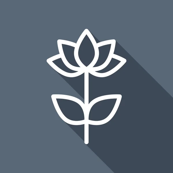 Enkel Blomma Symbol Linjär Ikonen Vit Platt Ikon Med Långa — Stock vektor