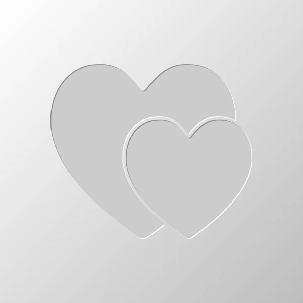 Hearts Basit Simgesi Kağıt Tasarımı Düzenlenen Sembolü Çekirdeksiz Stili — Stok Vektör