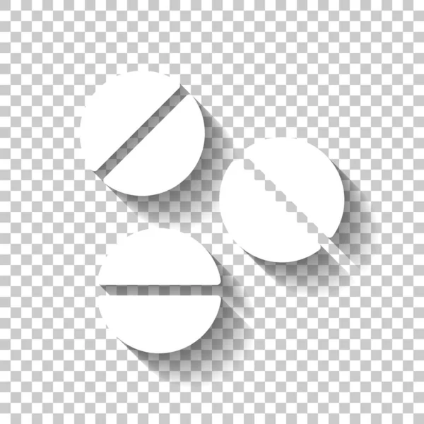 药丸或维生素 简单图标 白色图标 在透明背景上有阴影 — 图库矢量图片
