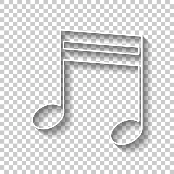 Музыкальная Икона Знак Белого Контура Тенью Прозрачном Фоне — стоковый вектор