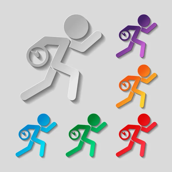 Running Man Met Klok Eenvoudige Pictogram Laat Een Onaangename Situatie — Stockvector