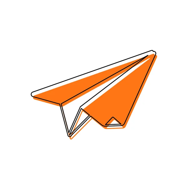 Avion Papier Planeur Origami Icône Isolée Composée Contour Mince Noir — Image vectorielle